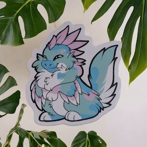 Flauschige Pastel Raptor-LilymoonSuits Zusammenarbeit || Laptop Aufkleber | Aufkleber | süßer kawaii pelziger Aufkleber |