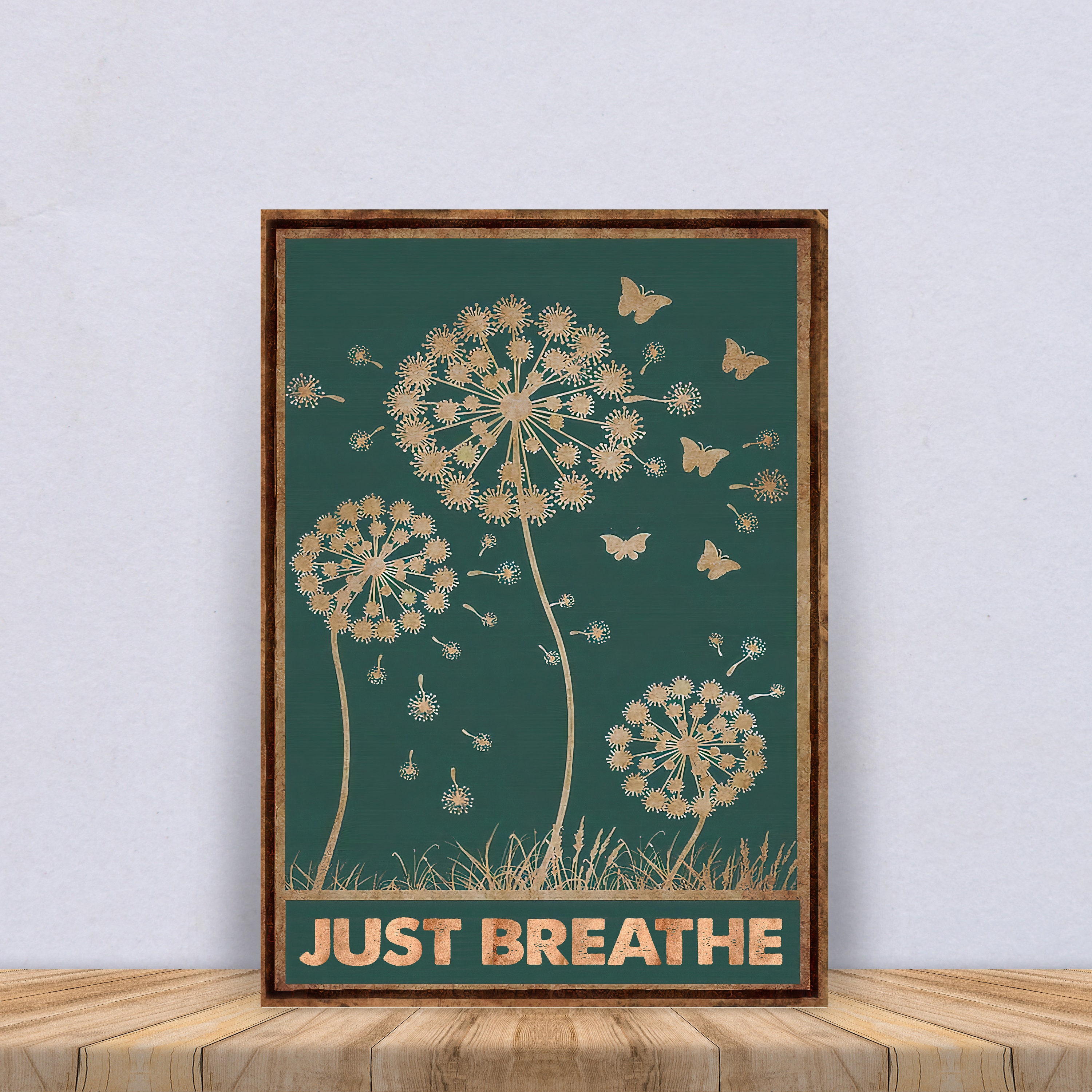 Vintage Wall Art Decor Just Breathe Motivation / Etsy