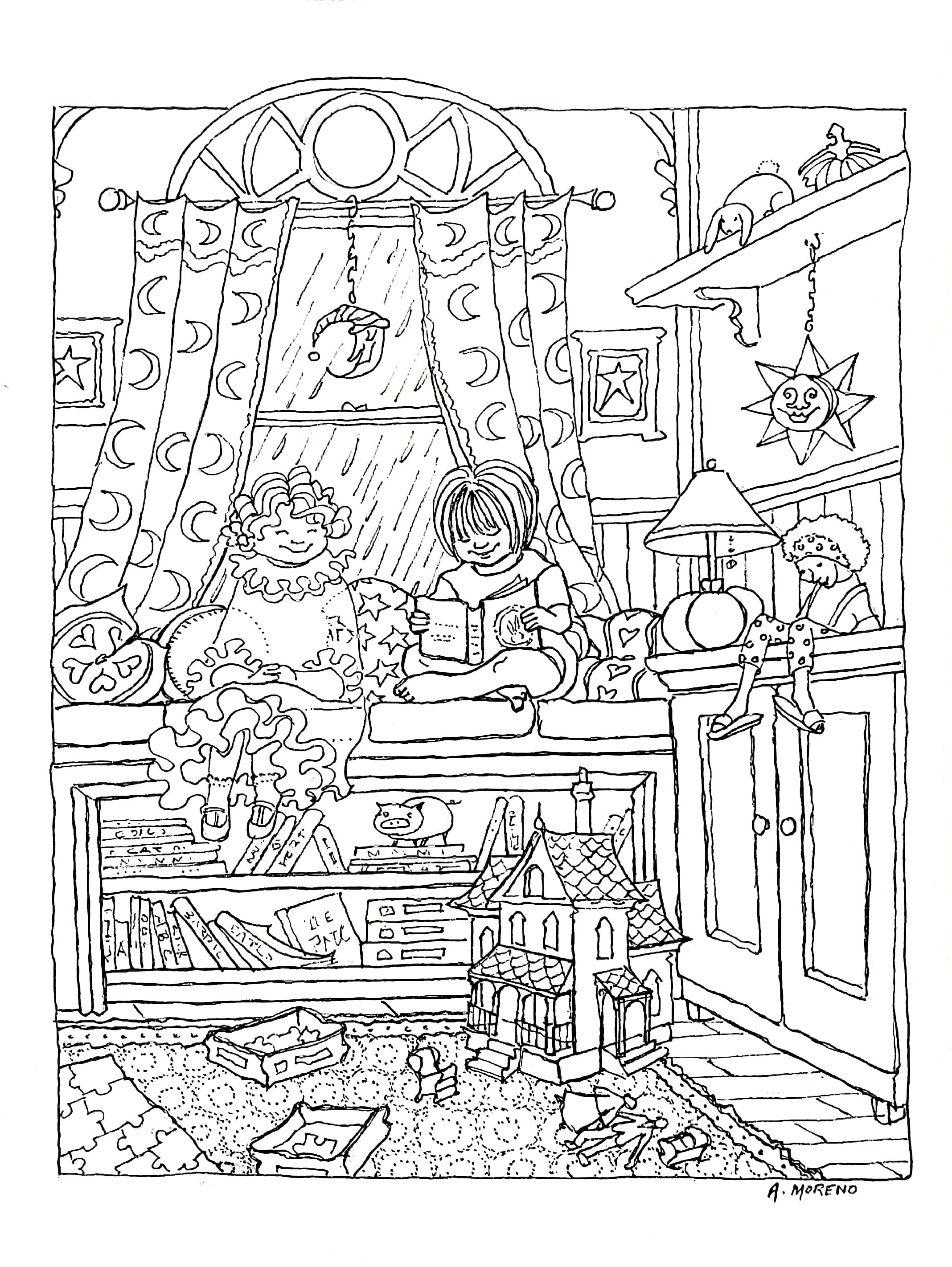 Ghost in the Nursery-adult Coloring Page - Etsy