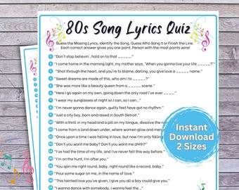 Juego de trivia musical de los 80: Completa la letra, Noche de juegos en familia (PDF)