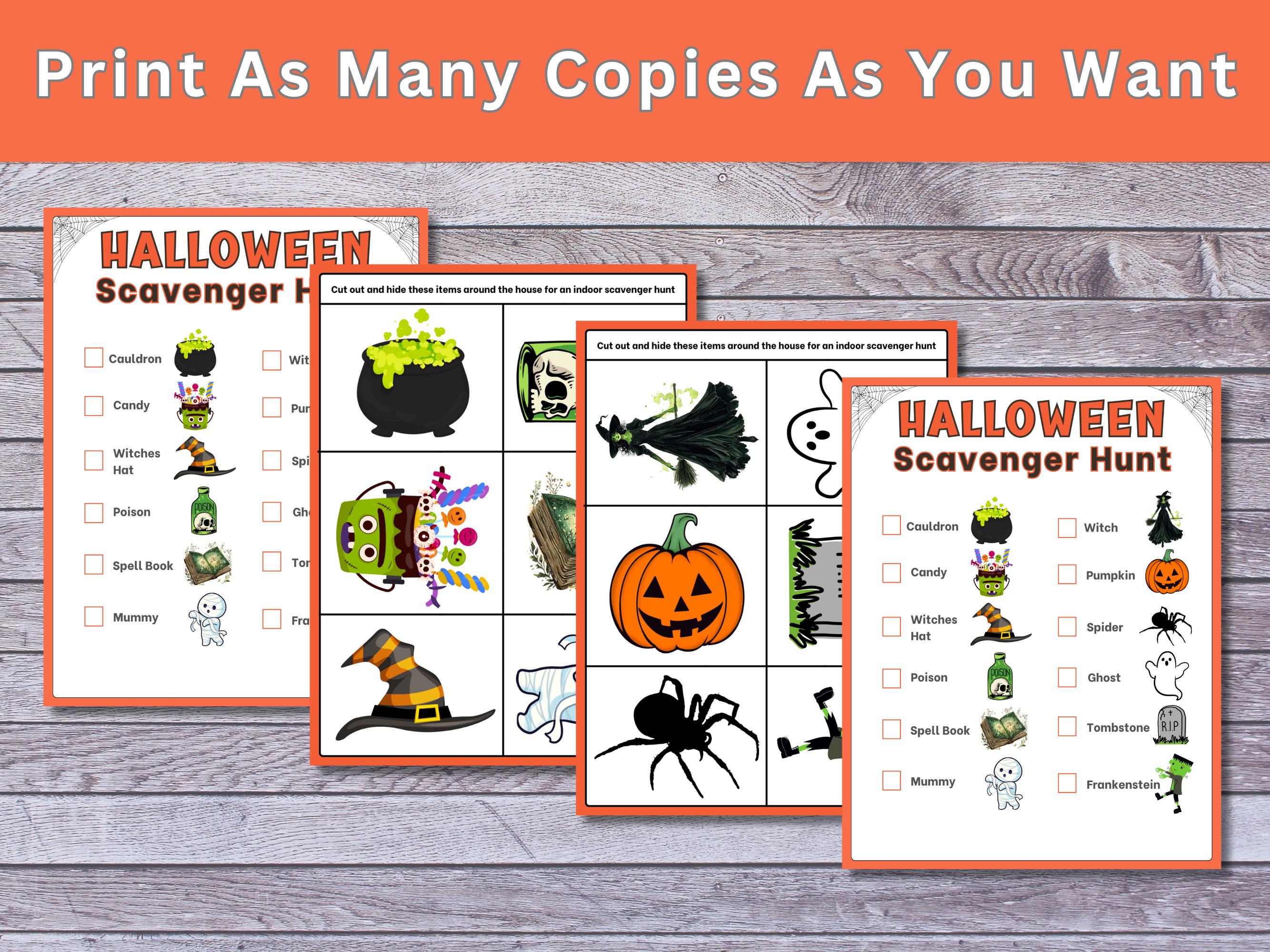 Halloween Scavenger Hunt, Printable Indoor Treasure Hunt for Kids, Fun ...