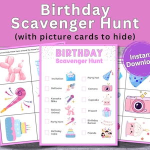Anniversaire chasse au trésor pour enfants, Anniversaire de fille, Chasse au trésor, Jeux d&#39;anniversaire à imprimer, Jeux de fête d&#39;anniversaire en salle, Indices de chasse au trésor