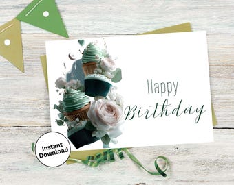 Happy Birthday Card Digital Download, Last Minute Birthday Card, Printable Card DIY, Greeting Bday Card, Print at Home Card for Him or Her