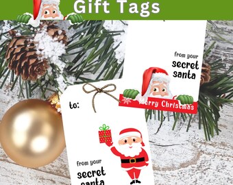 Secret Santa Gift Tags: Printable Christmas Holiday Tags (PDF)