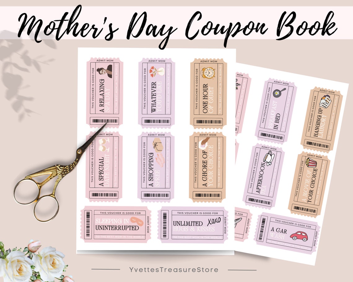 Printable Mother's Day Coupons, Printable Coupons Template, Mother's ...