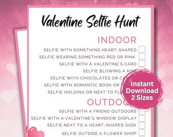 Valentine's Selfie Scavenger Hunt: Fun Party Game (PDF)