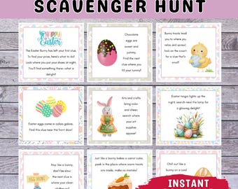 Kids Easter Scavenger Hunt, Treasure Hunt Riddles (PDF Printables)