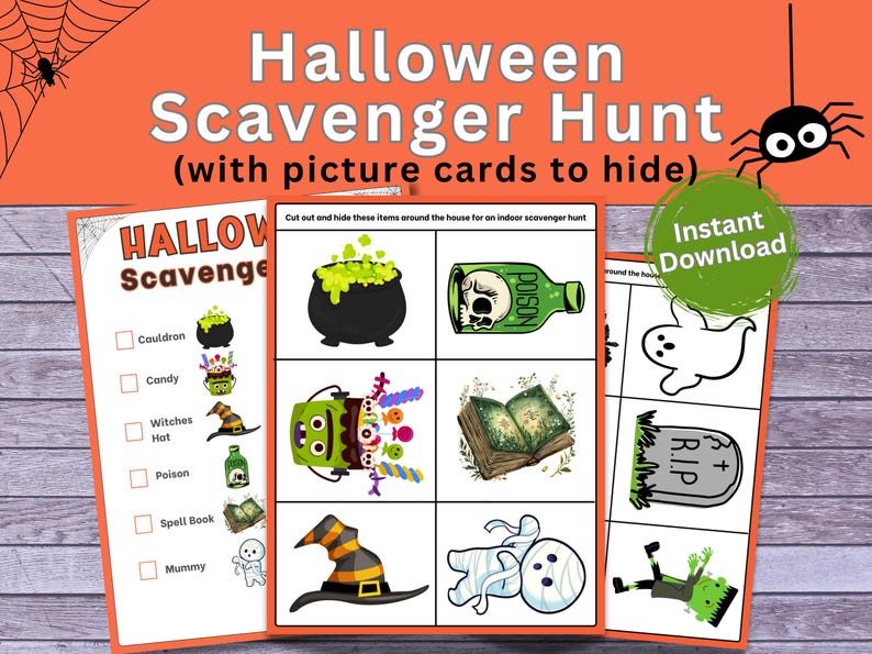 Halloween Scavenger Hunt, Printable Indoor Treasure Hunt for Kids, Fun ...