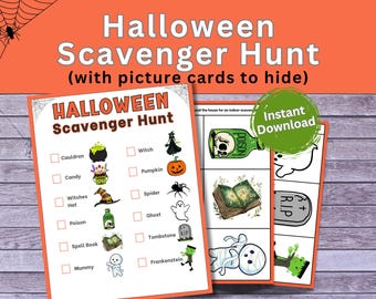 Printable Halloween Scavenger Hunt, Clue Cards (Digital Download)