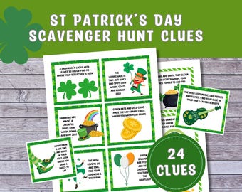 St Patricks Day Scavenger Hunt Clues: Printable Indoor Activity (PDF)