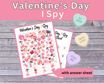 Valentine's Day I Spy Game, Kids Activity Sheet (PDF)