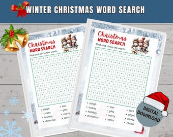 Jeu de recherche de mots de Noël à imprimer : Fêtes de fin d'année amusantes (téléchargement numérique)