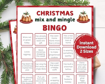 Editable Jingle and Mingle Bingo, Christmas Find the Guest Bingo Game ...