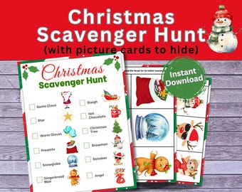 Christmas Scavenger Hunt, Printable Clue Cards (Digital Download)
