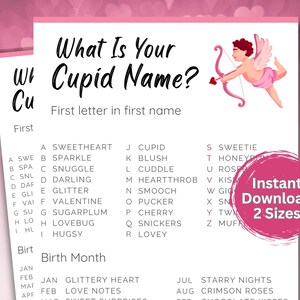 What&#39;s Your Cupid Name, Printable Valentine Game for Families, Valentines Day Game, Fun Valentine&#39;s Party Game, Galentines Day Games