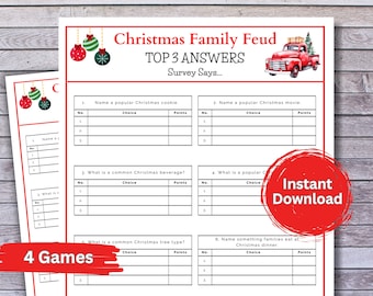 Christmas Family Feud Game Night: Printable Trivia (PDF Download)