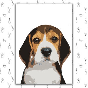 Beagle Puppy Paint at Home / Digital Download / Print at Home / Colour by Numbers / Home Activity