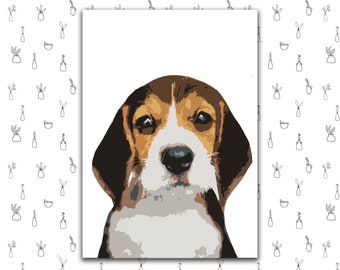 Beagle Puppy Paint at Home / Digital Download / Print at Home / Color by Numbers / Home Activity