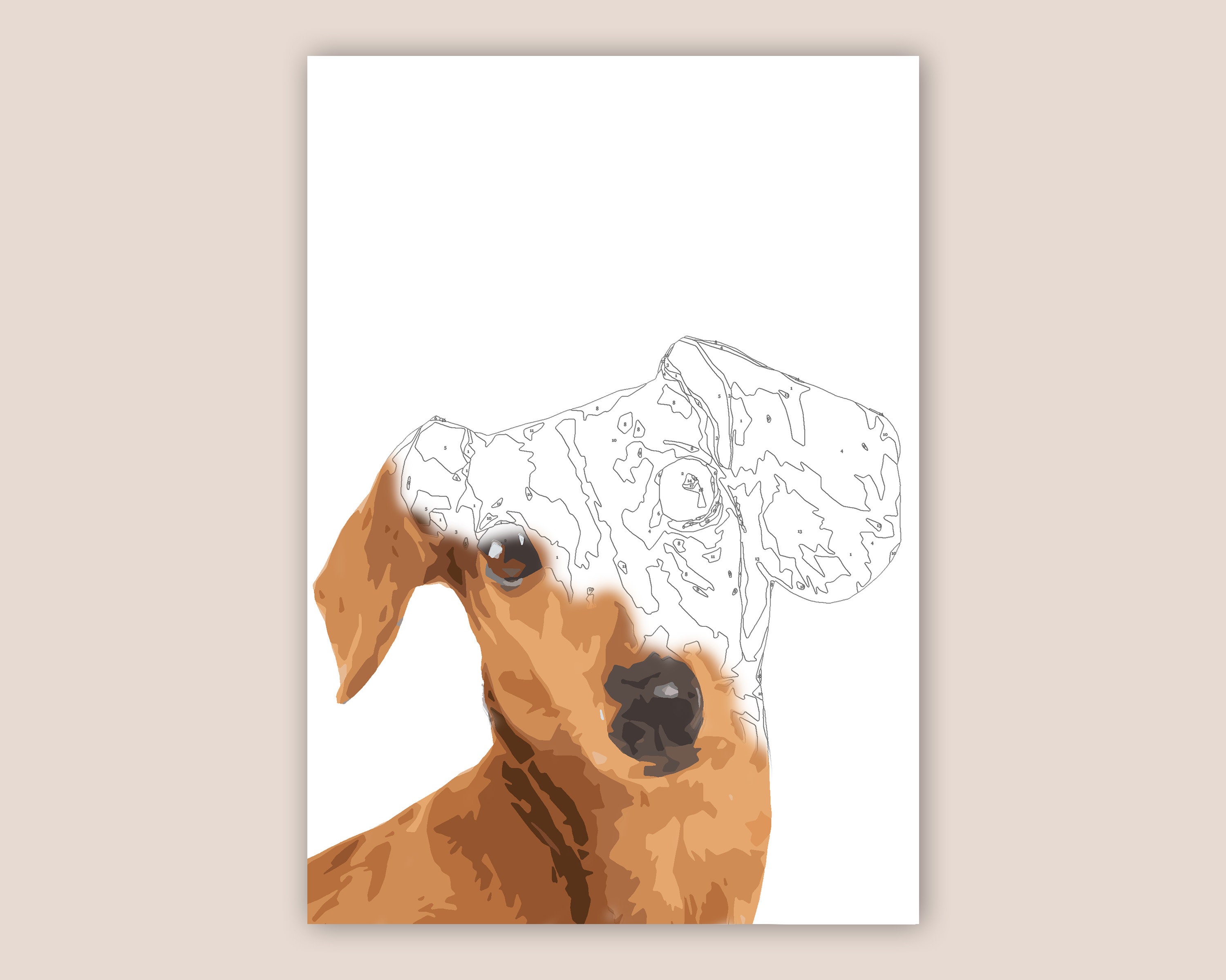 Dachshund Paint by Numbers Printable / Painting for Adults / Colour by
