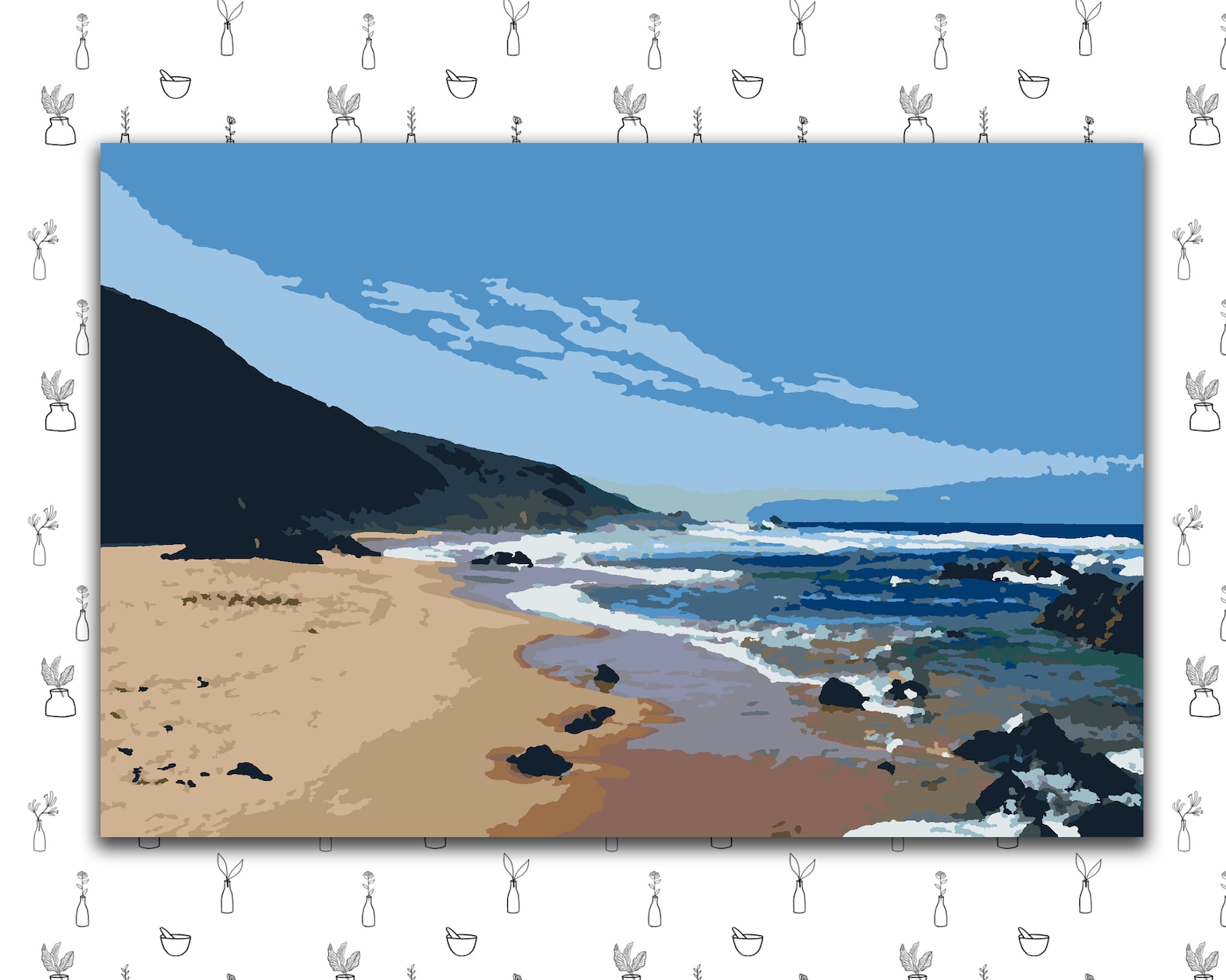 Colour by Numbers Beach Scenery / Printable Beach Painting / Etsy
