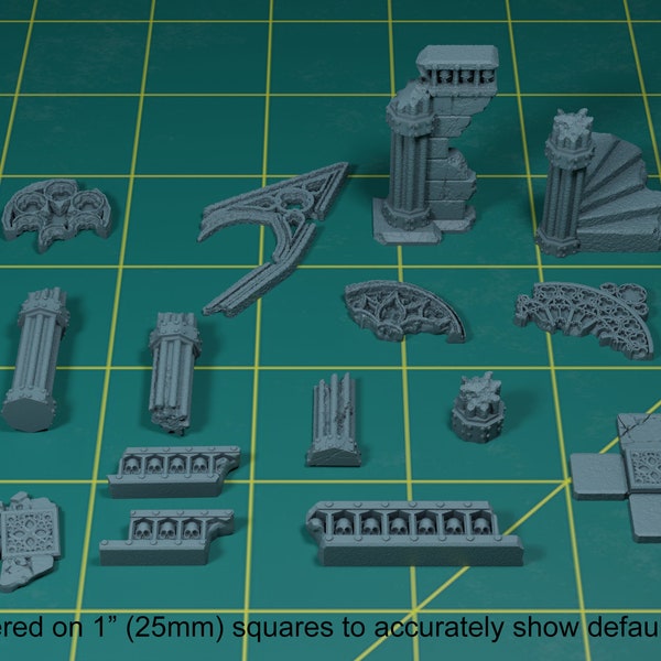 Basing/Diorama Bits - Ruined Gothic Temple (15 pack) | Sculpts by Zabavka Workshop | Sci-Fi & Fantasy tabletop miniature Kitbash Base Bits