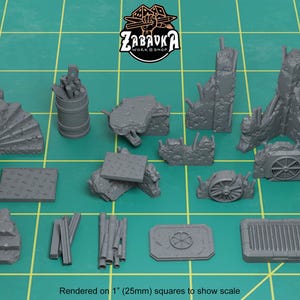 Ruined Factory (15 pack) | Sculpts by Zabavka Workshop | 28mm scale | Sci-Fi & Fantasy tabletop miniature Kitbash Base Bitz