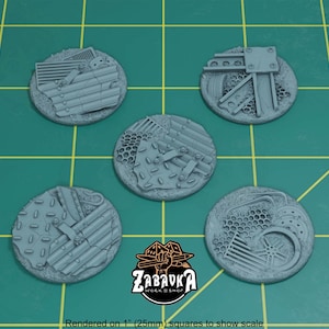 Ork Scrapyard Toppers for 32mm Plastic Bases (Set of 5) | Sculpts by Zabavka Workshop | Tabletop/RPG/Wargaming Miniature Bases/Basing