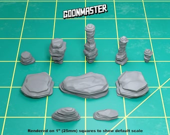 Base Bits - Desert Rocks (10 bit pack) | Sculpts by GoonMaster | 32mm Scale | Sci-Fi & Fantasy tabletop miniature Kitbash Base Bitz