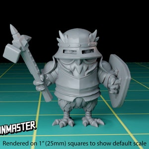 Owlfolk Armored Knight with Helmet and a Hammer | Sculpt by GoonMaster | Fantasy tabletop RPG miniature