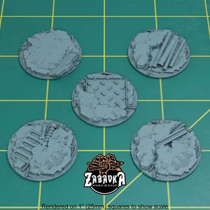 Ruined Industrial Factory Toppers for 32mm Plastic Bases (Set of 5) | Sculpts by Zabavka Workshop | Tabletop/RPG/Wargaming Miniature Basing