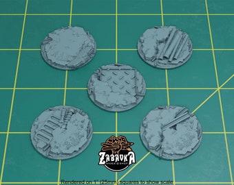 Ruined Industrial Factory Toppers for 32mm Plastic Bases (Set of 5) | Sculpts by Zabavka Workshop | Tabletop/RPG/Wargaming Miniature Basing
