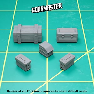 Base Bits - Ammo Crates (5 bit pack) | Sculpts by GoonMaster | 32mm Scale | Sci-Fi & Fantasy tabletop miniature Kitbash Base Bitz
