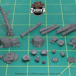 Lush Forest (21 bit pack) | Sculpts by Zabavka Workshop | 28mm scale | Sci-Fi & Fantasy tabletop miniature Kitbash Base Bitz