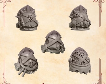 Crimson Lords Shoulders Set #2 (5 bit pack) | Sculpts by Grey Tide Studio | Wargaming tabletop miniature Kitbash conversion Bitz