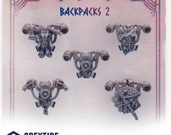 Primal Hounds Backpacks Set #2 (5 bit pack) | Sculpts by Grey Tide Studio | Wargaming tabletop miniature Kitbash conversion Bitz
