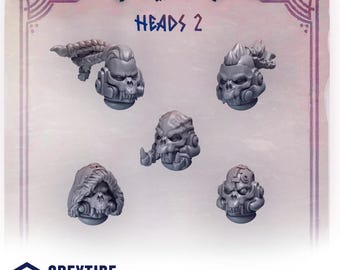 Primal Hounds Heads Set #2 (5 bit pack) | Sculpts by Grey Tide Studio | Wargaming tabletop miniature Kitbash conversion Bitz