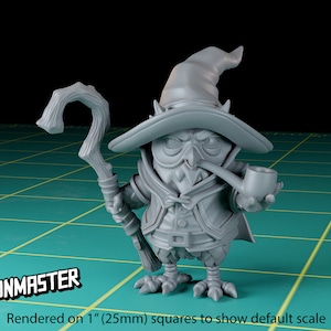 Owlfolk Wizard with Hat, Staff & Pipe | Sculpt by GoonMaster | Fantasy tabletop RPG miniature
