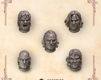 Crimson Lords Heads Set #1 (5 bit pack) | Sculpts by Grey Tide Studio | Wargaming tabletop miniature Kitbash conversion Bitz