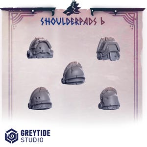 Primal Hounds Shoulder Pads Set #6 (5 bit pack) | Sculpts by Grey Tide Studio | Wargaming tabletop miniature Kitbash conversion Bitz