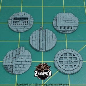 Sewer Toppers for 32mm Plastic Bases (Set of 5) | Sculpts by Zabavka Workshop | Tabletop/RPG/Wargaming Miniature Bases/Basing