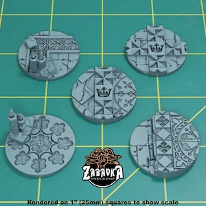 Adept Temple Toppers for 32mm Plastic Bases Set #1 (Set of 5) | Sculpts by Zabavka Workshop | Tabletop/RPG/Wargaming Miniature Bases/Basing