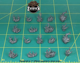 Fire/Flame Effects (18 bit pack) | Sculpts by Zabavka Workshop | 28mm scale | Sci-Fi & Fantasy tabletop miniature Kitbash Base Bitz