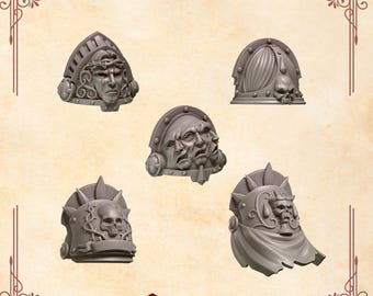 Crimson Lords Shoulders Set #1 (5 bit pack) | Sculpts by Grey Tide Studio | Wargaming tabletop miniature Kitbash conversion Bitz