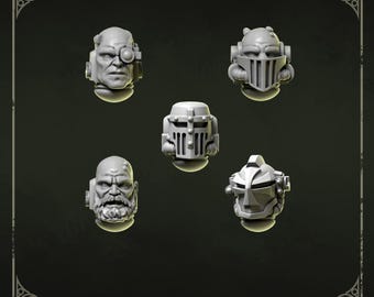 Eternal Pilgrims Heads Set #7 (5 bit pack) | Sculpts by Grey Tide Studio | Wargaming tabletop miniature Kitbash conversion Bitz