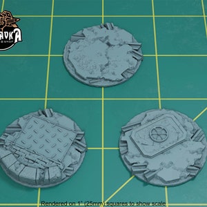 Ruined Industrial Factory Toppers for 40mm Plastic Bases (Set of 3) | Sculpts by Zabavka Workshop | Tabletop/RPG/Wargaming Miniature Basing