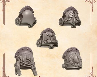Crimson Lords Shoulders Set #4 (5 bit pack) | Sculpts by Grey Tide Studio | Wargaming tabletop miniature Kitbash conversion Bitz