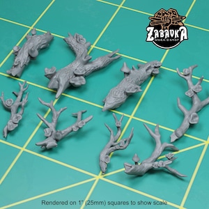 Fallen Shroomy Branches (8 bit pack) | Sculpts by Zabavka Workshop | 28mm scale | Sci-Fi & Fantasy tabletop miniature Kitbash Base Bitz