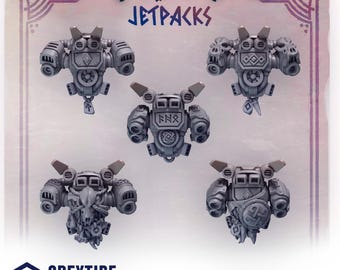 Primal Hounds Jetpacks (5 bit pack) | Sculpts by Grey Tide Studio | Wargaming tabletop miniature Kitbash conversion Bitz