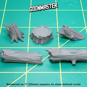 Base Bits - Logs and Stumps (5 bit pack) | Sculpts by GoonMaster | 32mm Scale | Sci-Fi & Fantasy tabletop miniature Kitbash Base Bitz