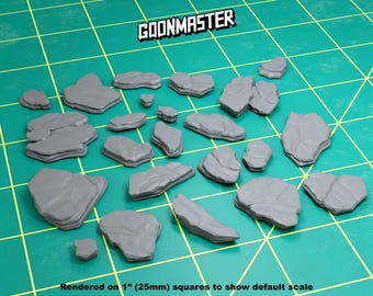 Base Bits - Slate Rock (23 bit pack) | Sculpts by GoonMaster | 32mm Scale | Sci-Fi & Fantasy tabletop miniature Kitbash Base Bitz